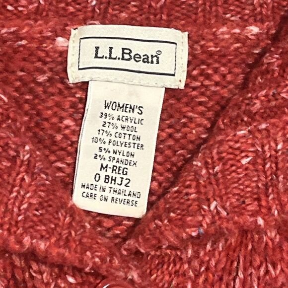 L.L. Bean Size M Cardigan Knit Sweater Wool Blend Cozy Granny Holiday Christmas - Picture 2 of 4